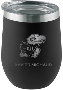 Kansas Jayhawks Personalized Laser Etched 12oz Stemless Wine Tumbler - Black