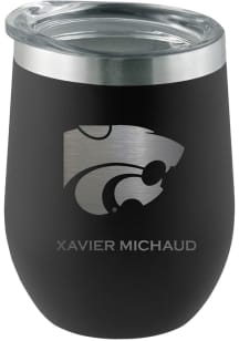 K-State Wildcats Personalized Laser Etched 12oz Stemless Wine Tumbler - Black