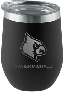 Louisville Cardinals Personalized Laser Etched 12oz Stemless Wine Tumbler - Black