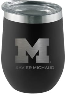 Michigan Wolverines Personalized Laser Etched 12oz Stemless Wine Tumbler - Black