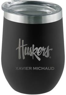 Nebraska Cornhuskers Personalized Laser Etched 12oz Stemless Wine Tumbler - Black