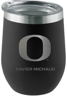 Oregon Ducks Personalized Laser Etched 12oz Stemless Wine Tumbler - Black