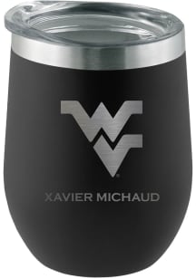 West Virginia Mountaineers Personalized Laser Etched 12oz Stemless Wine Tumbler - Black