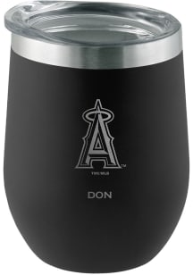 Los Angeles Angels Personalized Laser Etched 12oz Stemless Wine Tumbler - Black