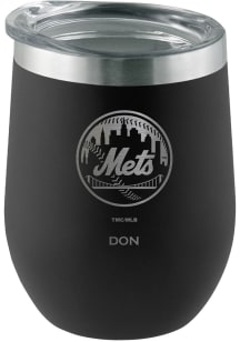 New York Mets Personalized Laser Etched 12oz Stemless Wine Tumbler - Black