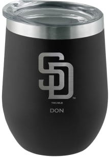 San Diego Padres Personalized Laser Etched 12oz Stemless Wine Tumbler - Black