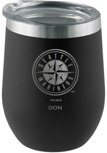 Seattle Mariners Personalized Laser Etched 12oz Stemless Wine Tumbler - Black