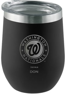Washington Nationals Personalized Laser Etched 12oz Stemless Wine Tumbler - Black