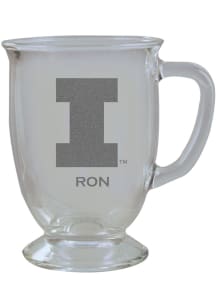 Illinois Fighting Illini Personalized Laser Etched 16oz Cafe Glass Mug Stein - White