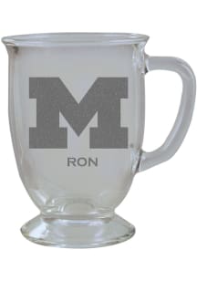 Michigan Wolverines Personalized Laser Etched 16oz Cafe Glass Mug Stein - White