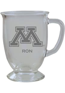 Minnesota Golden Gophers Personalized Laser Etched 16oz Cafe Glass Mug Stein - White