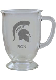 Michigan State Spartans Personalized Laser Etched 16oz Cafe Glass Mug Stein - White