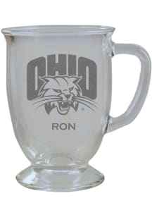 Ohio Bobcats Personalized Laser Etched 16oz Cafe Glass Mug Stein - White