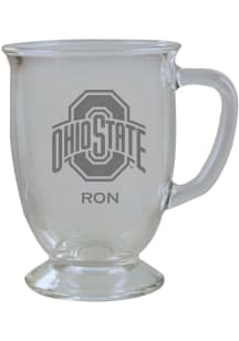 Ohio State Buckeyes Personalized Laser Etched 16oz Cafe Glass Mug Stein - White
