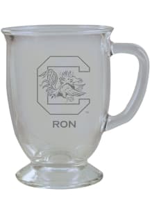 South Carolina Gamecocks Personalized Laser Etched 16oz Cafe Glass Mug Stein - White