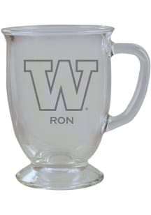 Washington Huskies Personalized Laser Etched 16oz Cafe Glass Mug Stein - White