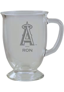 Los Angeles Angels Personalized Laser Etched 16oz Cafe Glass Mug Stein - White