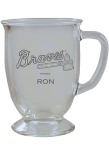 Atlanta Braves Personalized Laser Etched 16oz Cafe Glass Mug Stein - White