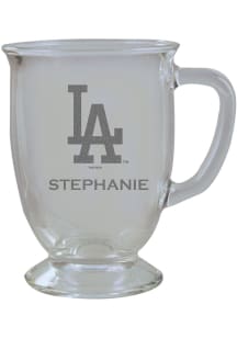 Los Angeles Dodgers Personalized Laser Etched 16oz Cafe Glass Mug Stein - White
