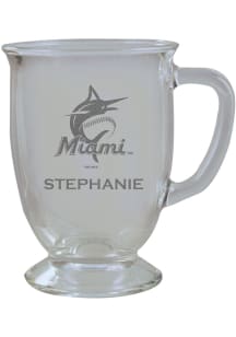 Miami Marlins Personalized Laser Etched 16oz Cafe Glass Mug Stein - White