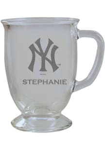 New York Yankees Personalized Laser Etched 16oz Cafe Glass Mug Stein - White