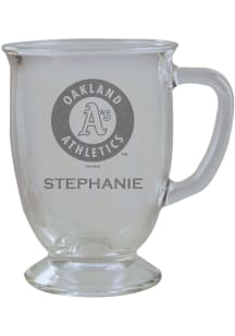 Oakland Athletics Personalized Laser Etched 16oz Cafe Glass Mug Stein - White