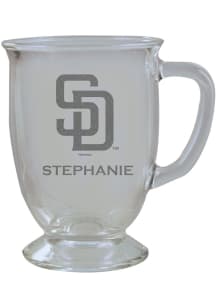 San Diego Padres Personalized Laser Etched 16oz Cafe Glass Mug Stein - White