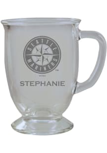 Seattle Mariners Personalized Laser Etched 16oz Cafe Glass Mug Stein - White