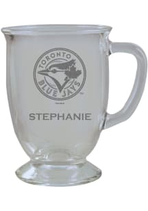 Toronto Blue Jays Personalized Laser Etched 16oz Cafe Glass Mug Stein - White