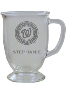 Washington Nationals Personalized Laser Etched 16oz Cafe Glass Mug Stein - White