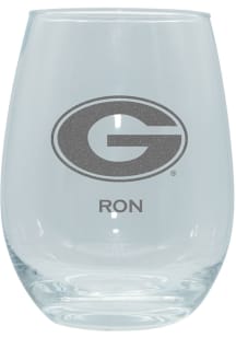 Georgia Bulldogs Personalized Laser Etched 15oz Stemless Wine Glass - White