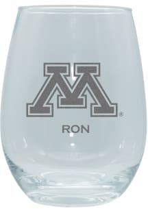 Minnesota Golden Gophers Personalized Laser Etched 15oz Stemless Wine Glass - White