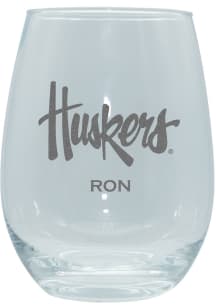 Nebraska Cornhuskers Personalized Laser Etched 15oz Stemless Wine Glass - White