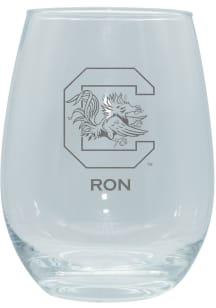 South Carolina Gamecocks Personalized Laser Etched 15oz Stemless Wine Glass - White