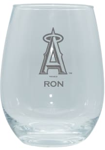 Los Angeles Angels Personalized Laser Etched 15oz Stemless Wine Glass - White