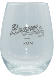 Atlanta Braves Personalized Laser Etched 15oz Stemless Wine Glass - White