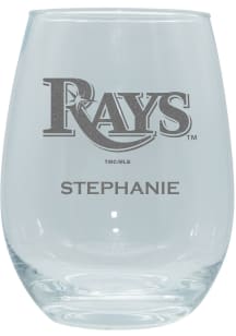 Tampa Bay Rays Personalized Laser Etched 15oz Stemless Wine Glass - White