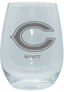 Chicago Bears Personalized Laser Etched 15oz Stemless Wine Glass - White