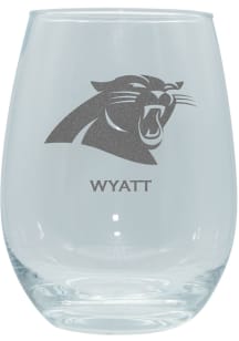 Carolina Panthers Personalized Laser Etched 15oz Stemless Wine Glass - White