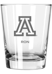 Arizona Wildcats Personalized Laser Etched 15oz Double Old Fashioned Rock Glass - White