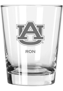 Auburn Tigers Personalized Laser Etched 15oz Double Old Fashioned Rock Glass - White