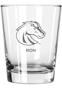 Boise State Broncos Personalized Laser Etched 15oz Double Old Fashioned Rock Glass - White
