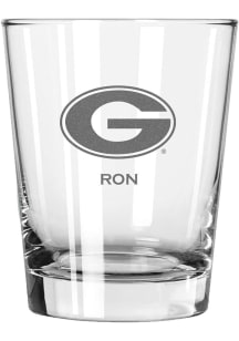 Georgia Bulldogs Personalized Laser Etched 15oz Double Old Fashioned Rock Glass - White