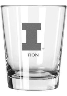 Illinois Fighting Illini Personalized Laser Etched 15oz Double Old Fashioned Rock Glass - White
