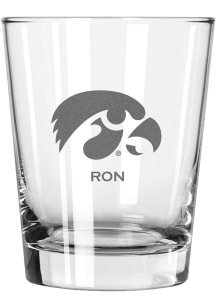 Iowa Hawkeyes Personalized Laser Etched 15oz Double Old Fashioned Rock Glass - White