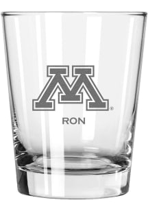 Minnesota Golden Gophers Personalized Laser Etched 15oz Double Old Fashioned Rock Glass - White