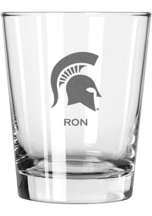 Michigan State Spartans Personalized Laser Etched 15oz Double Old Fashioned Rock Glass - White