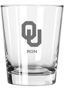 Oklahoma Sooners Personalized Laser Etched 15oz Double Old Fashioned Rock Glass - White