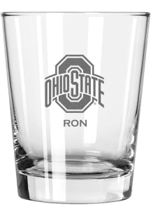 Ohio State Buckeyes Personalized Laser Etched 15oz Double Old Fashioned Rock Glass - White