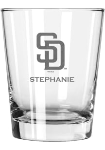 San Diego Padres Personalized Laser Etched 15oz Double Old Fashioned Rock Glass - White